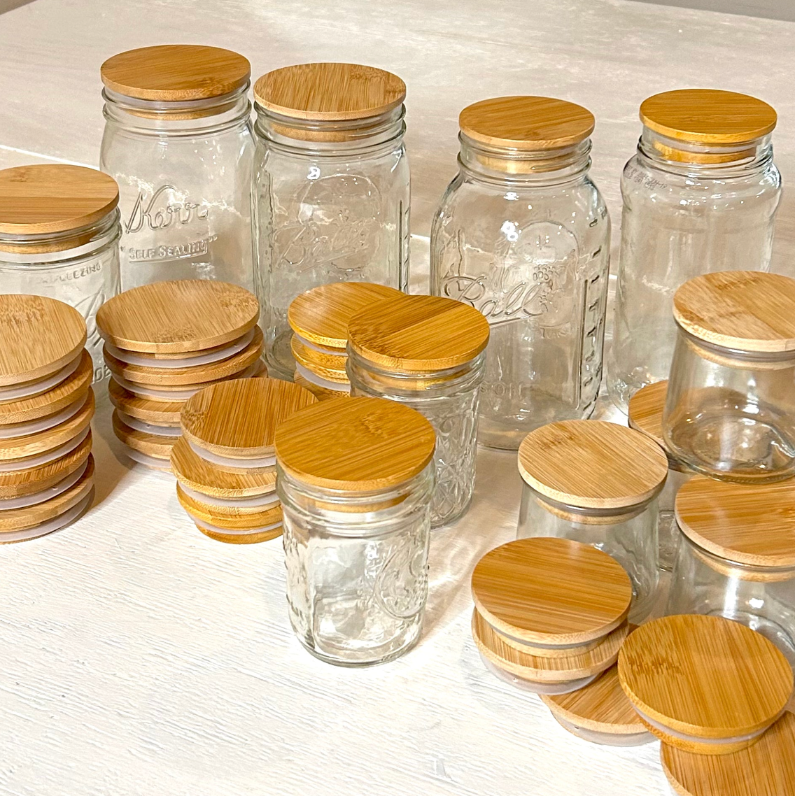 Bamboo Mason Jar Lid | Wide Mouth | Summer Bestseller