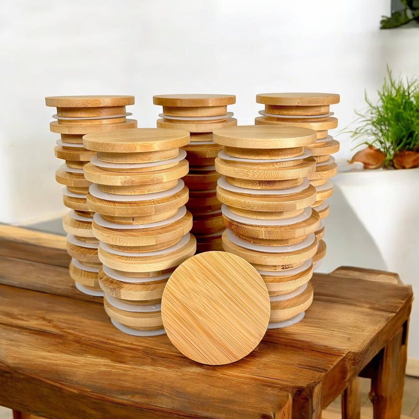Bamboo Mason Jar Lid | Wide Mouth | Summer Bestseller