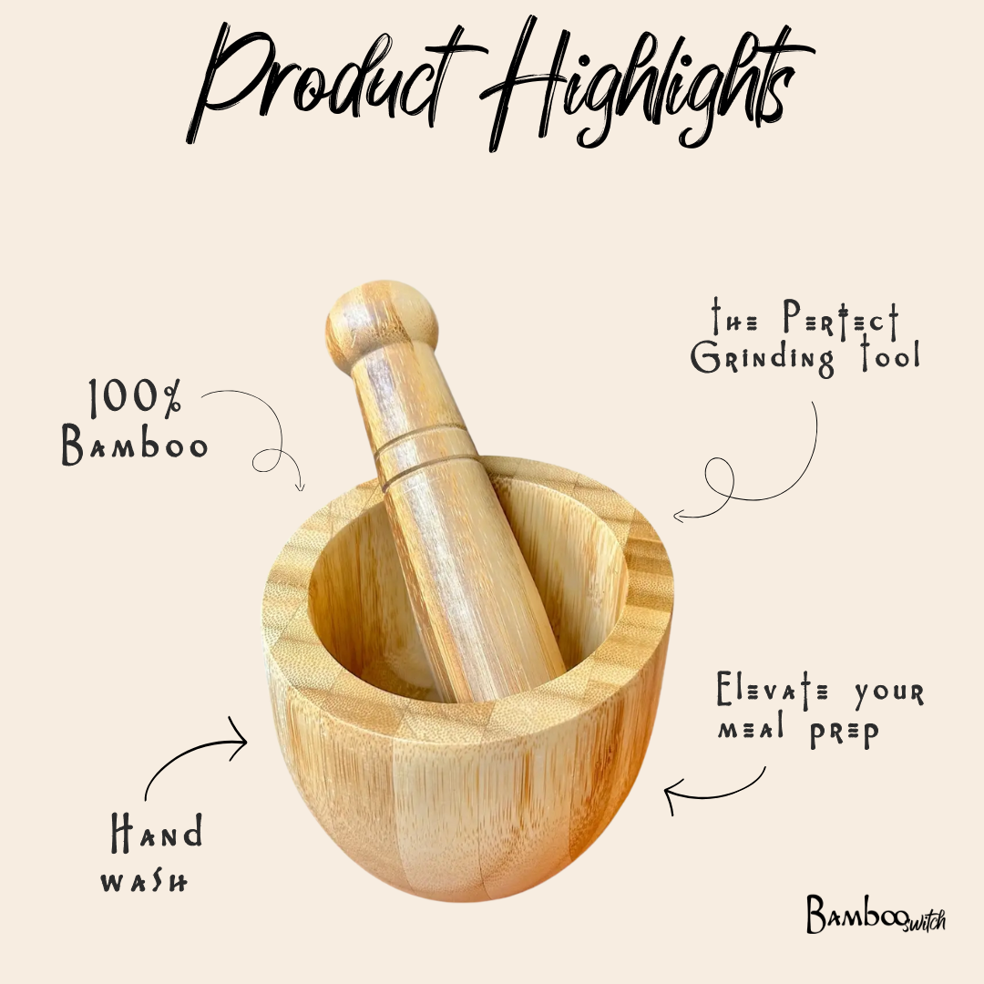 Bamboo Mortar and Pestle | NEW | Summer Bestseller