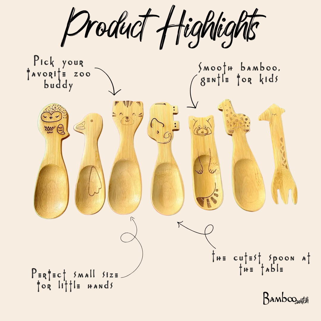 Bamboo Animal Kids & Toddler Utensils | Faire Market: Owl | Spoon