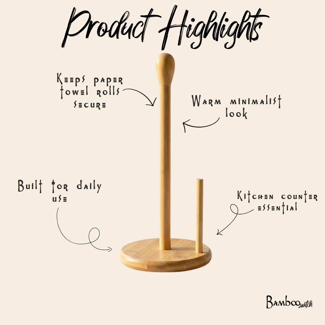 Bamboo Paper Towel Holder | Reusable Towels
