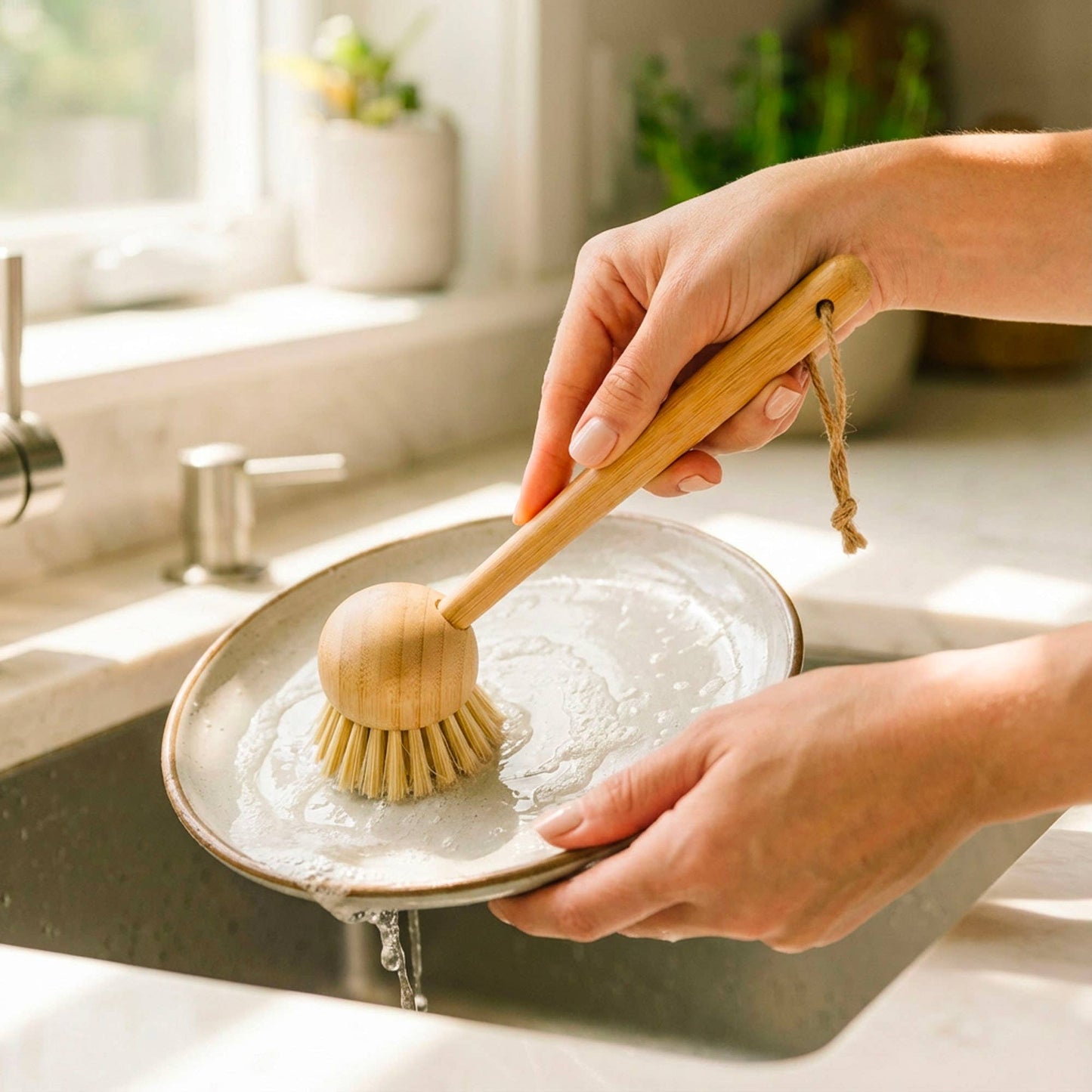 Dish Scrubber or Dry Brush Skin Exfoliate | Bamboo