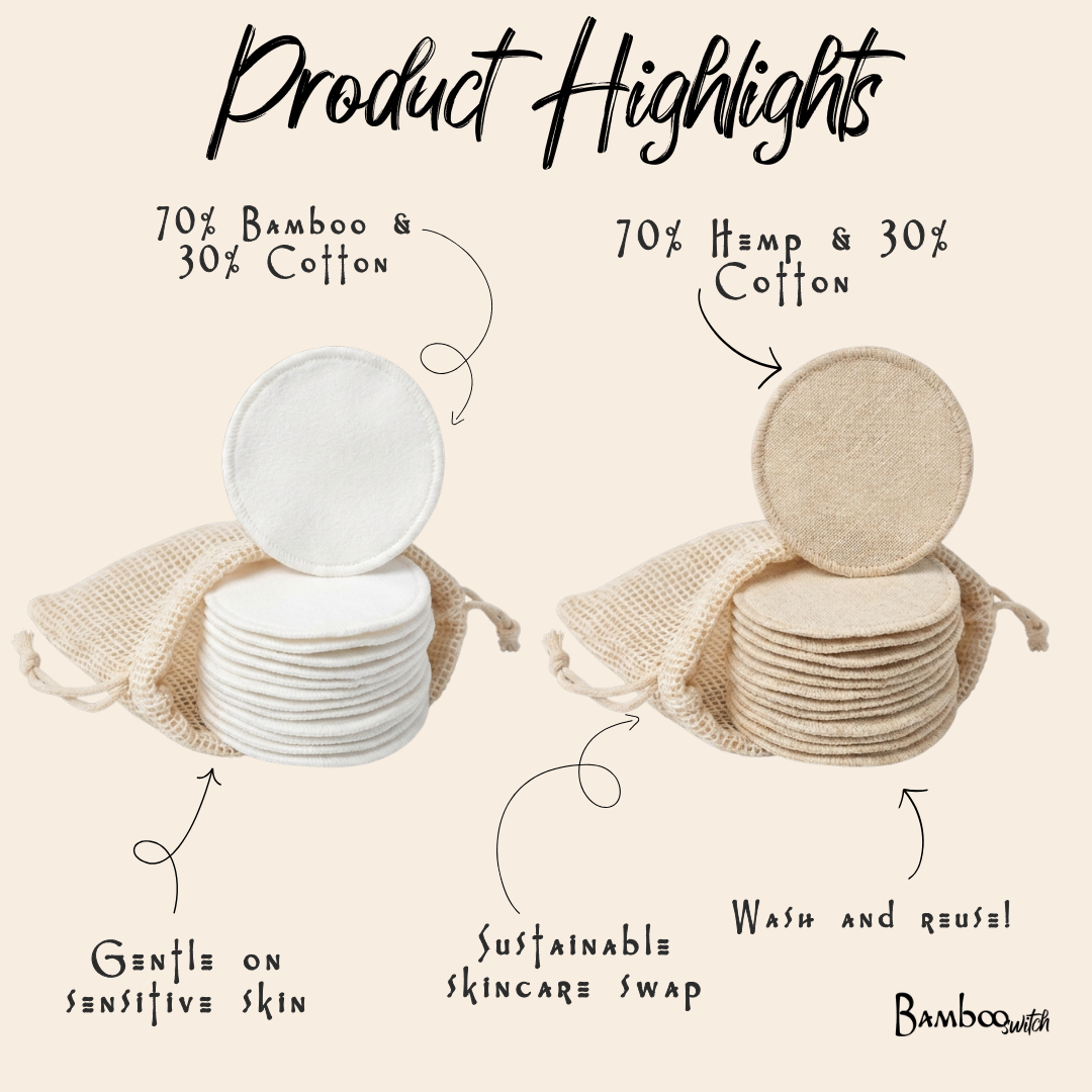 Facial Cleansers | Hemp | Washable | Set of 10