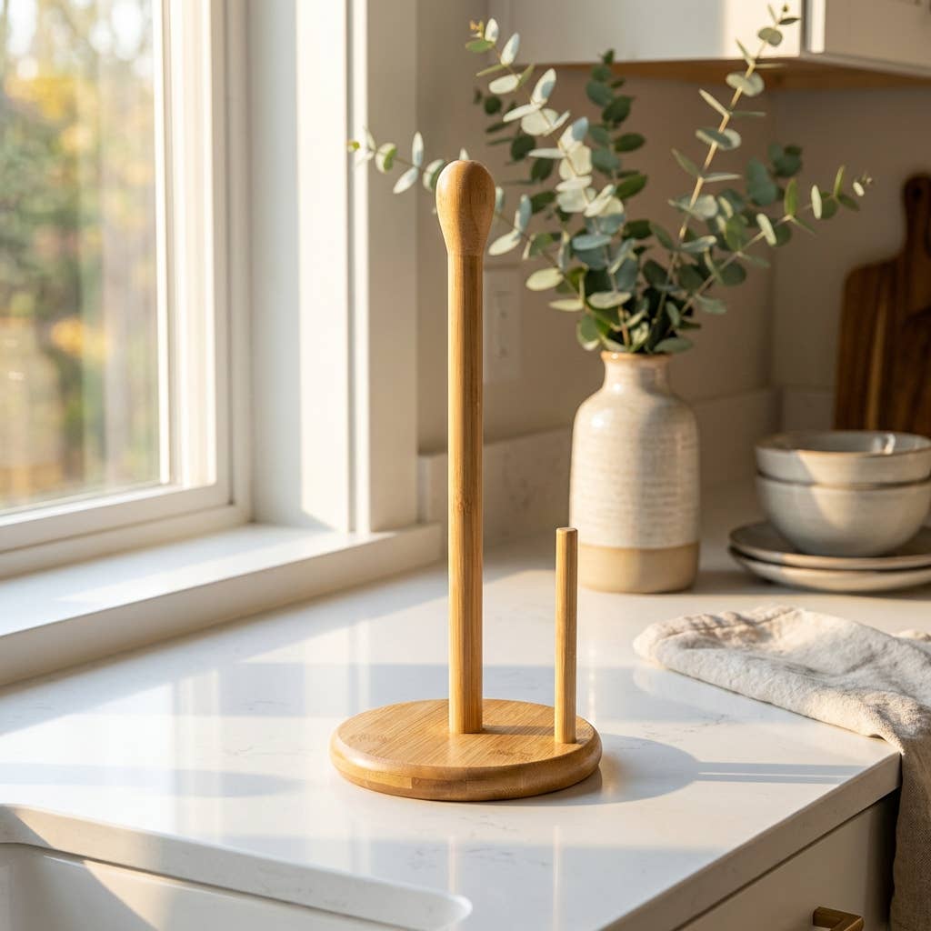 Bamboo Paper Towel Holder | Reusable Towels