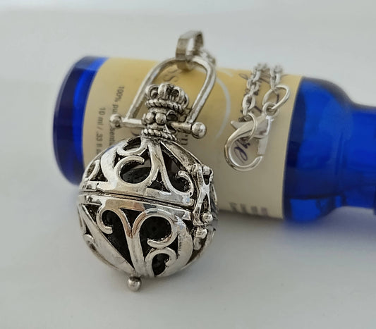 Aromatherapy Essential Oil Necklace with Charcoal Ball - 22"