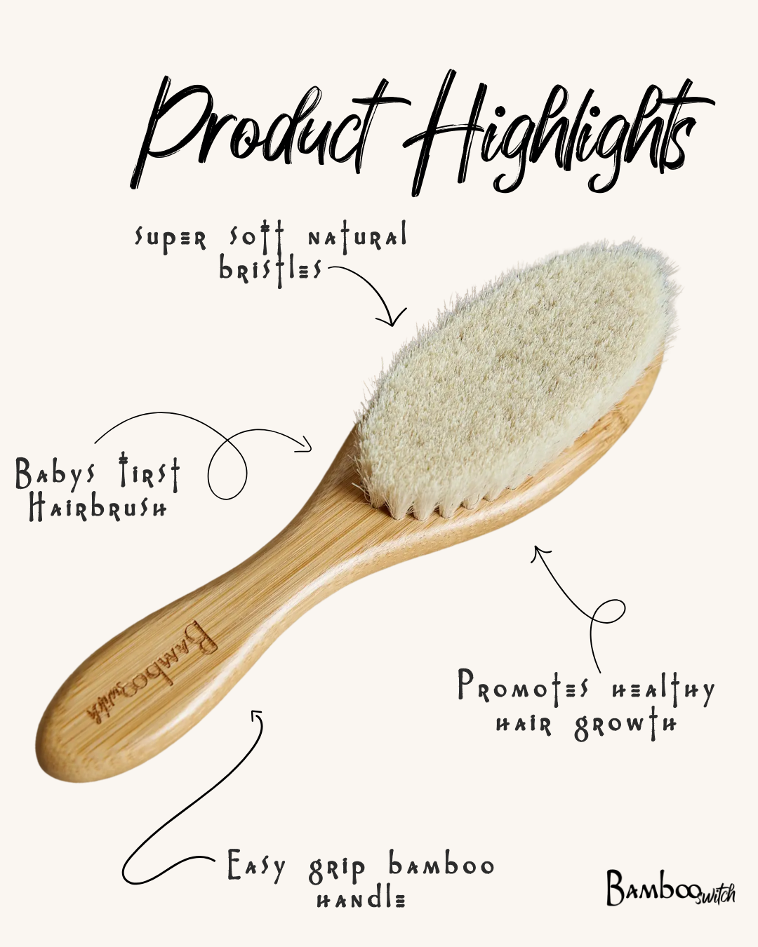 Hairbrush Baby - Bamboo - No plastic