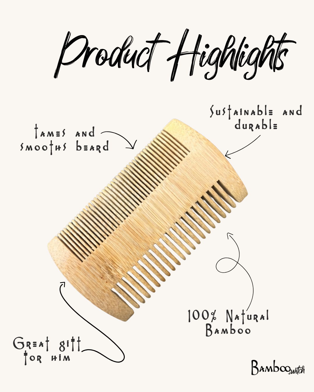 Bamboo Beard Comb