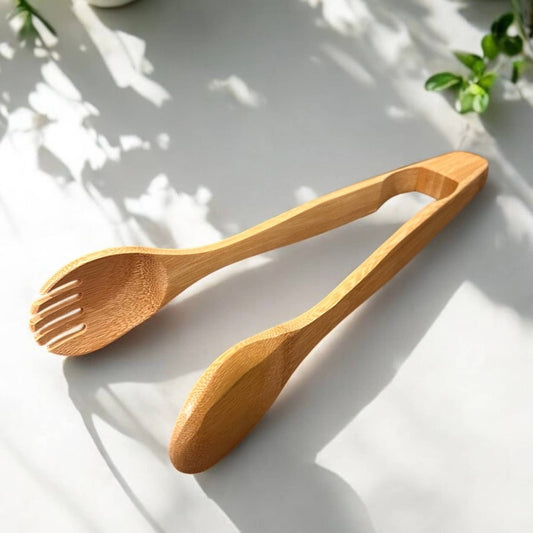 Tongs with Fork End - 12" Bamboo