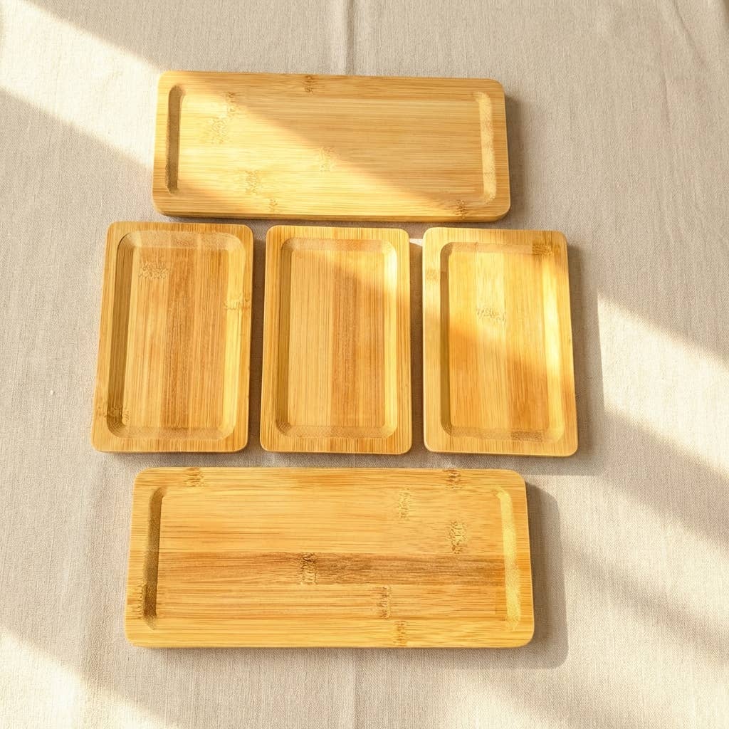 Plates - Bamboo Rectangular Dining Plate Set | 4 piece Smaller Plates