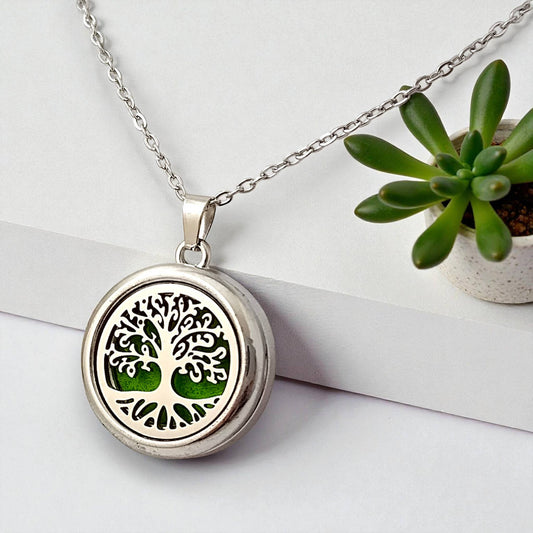 Aromatherapy Essential Oil  Necklace - Tree Of Life