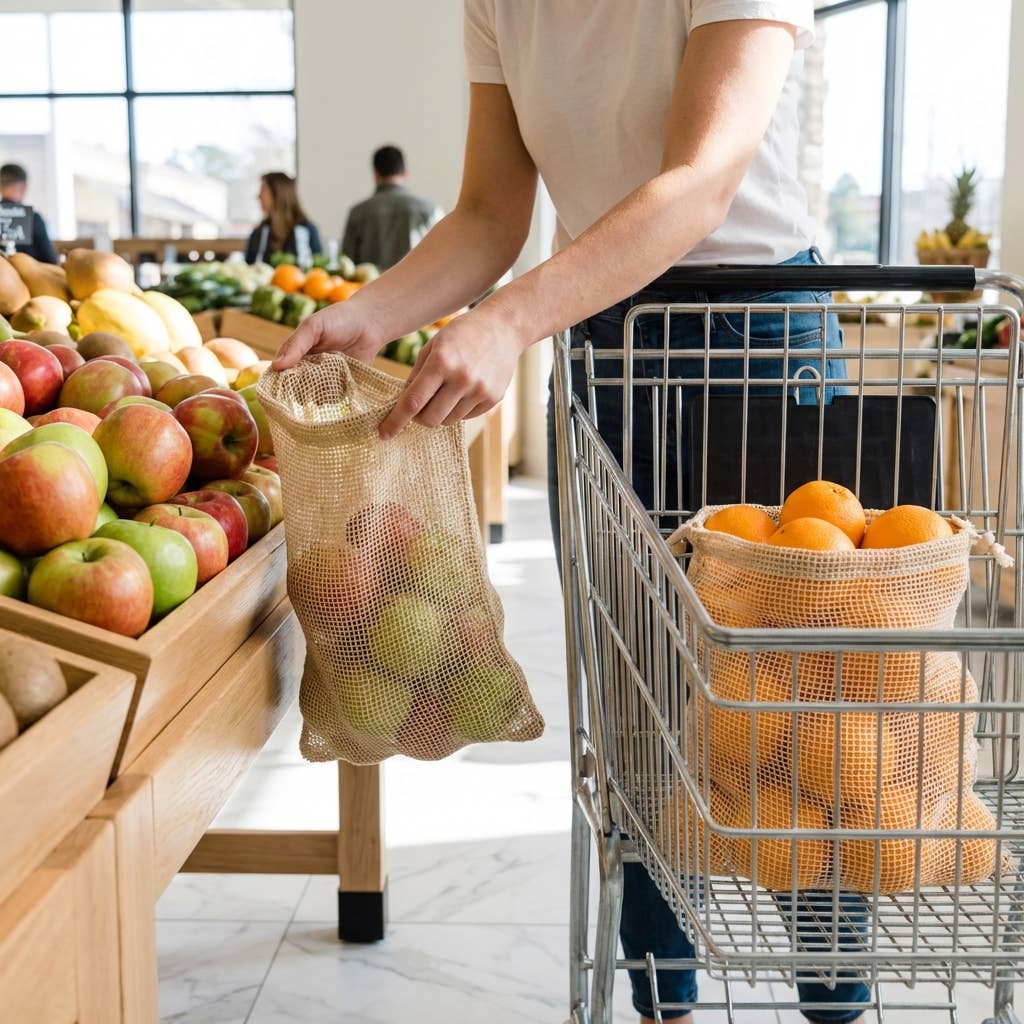 2 Pack Organic Cotton Mesh Produce Bags | Faire Market