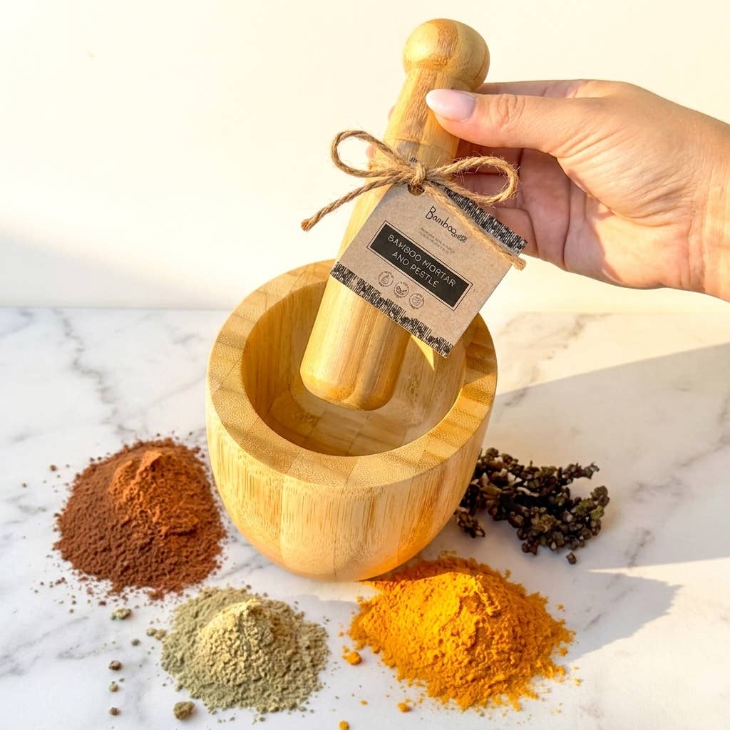 Bamboo Mortar and Pestle | NEW | Summer Bestseller